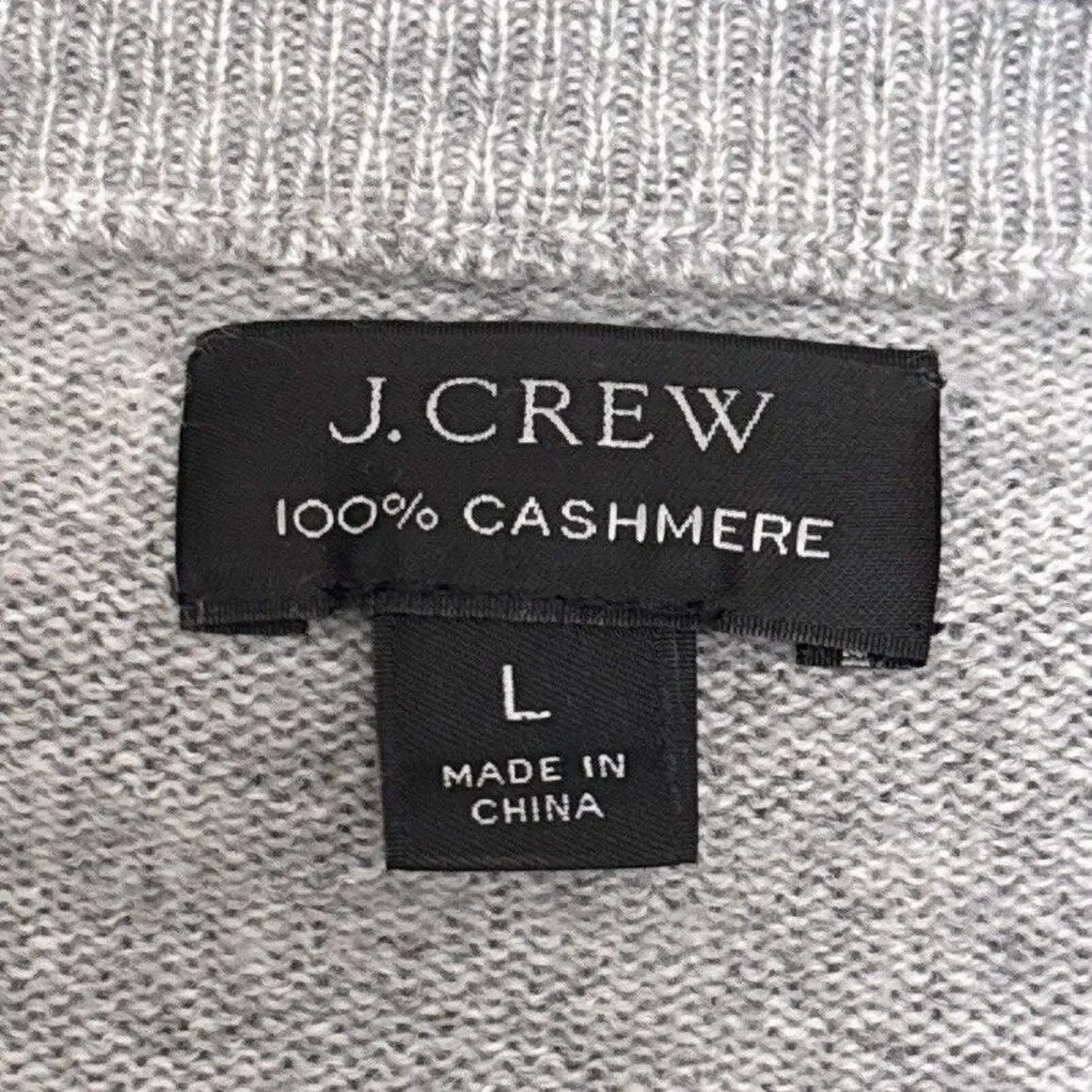 J.Crew Mens 100% Cashmere Crewneck Sweater Charcoal Grey Heather J6384 HO19 L